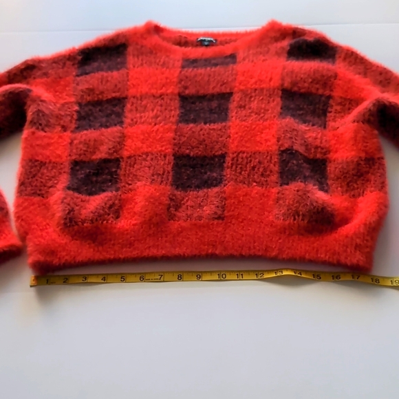 Express Buffalo Plaid Fuzzy Sweater, Size Women's Large - Picture 3 of 10